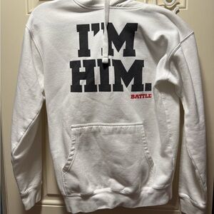 Battle I’M HIM White Hoodie Adult Medium